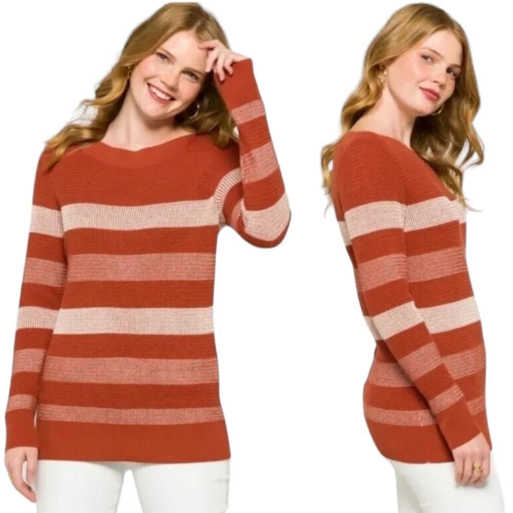 NWT Market & Spruce Tawnee Knit Cotton Blend Sweater Top Sz L
